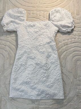 SHEIN White Floral Lace Puff Sleeve Formal Dress for Girls